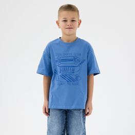 07702047-40 Футболка удлиненная Скейт синий для мальчики синий
