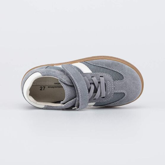 434023-72 Кожаные кеды для мальчика Серый велюр для мальчики серый фото №4