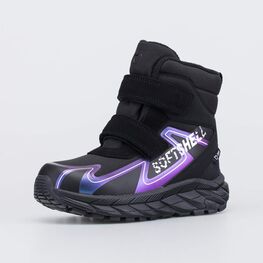 654718-82 Зимние мембранные ботинки с Softshell и Thinsulate для девочки черный + фиолетовый