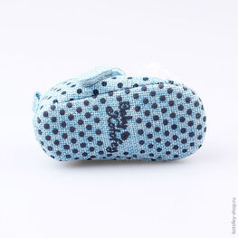 001073-11 Пинетки в виде туфелек с белым цветочком для девочки голубой фото №3