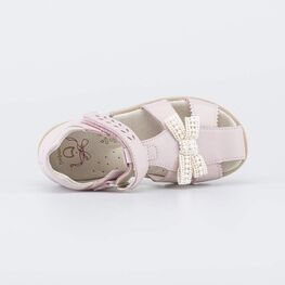 322215-22 Кожаные сандалии с бантиком для девочки розовый фото №4