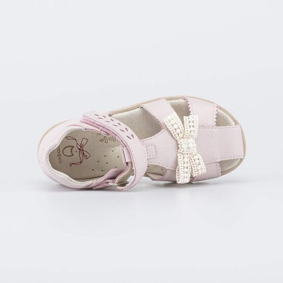 322215-22 Кожаные сандалии с бантиком для девочки розовый фото №4