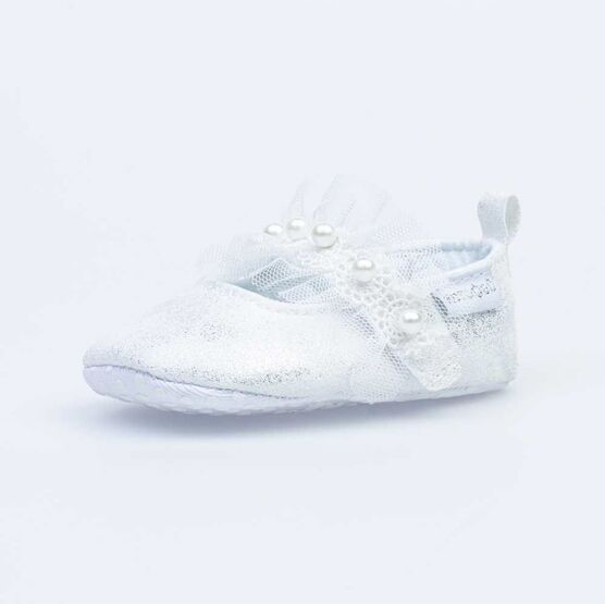 001088-11 Пинетки белые крестильные для девочки белый