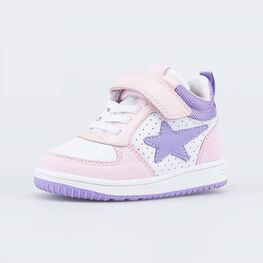 154006-28 Демисезонные ботинки Звезда для девочки белый + розовый