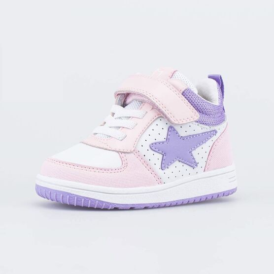 154006-28 Демисезонные ботинки Звезда для девочки белый + розовый