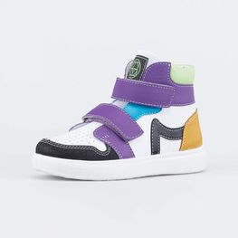 352401-23 Ботинки-кеды для девочки для девочки белый + сиреневый