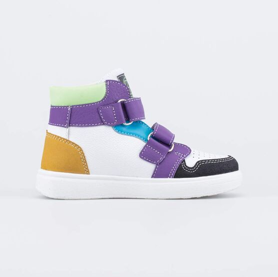 352401-23 Ботинки-кеды для девочки для девочки белый + сиреневый фото №2