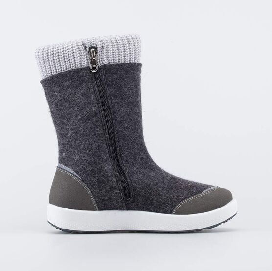 667058-41 Черные валенки для девочки Оленёнок для девочки серый + черный фото №2