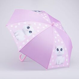 03807207-40 Розовый зонт с гидрохромным принтом Котенок для девочки розовый