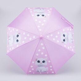 03807207-40 Розовый зонт с гидрохромным принтом Котенок для девочки розовый фото №2