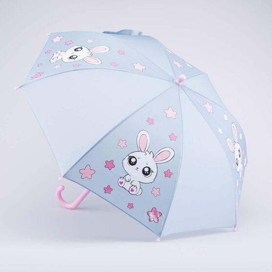 03807208-40 Голубой зонт с гидрохромным принтом Зайчик для девочки голубой
