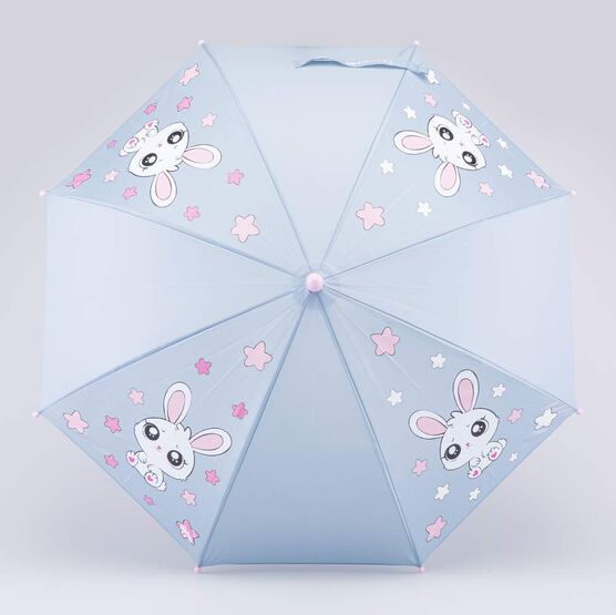 03807208-40 Голубой зонт с гидрохромным принтом Зайчик для девочки голубой фото №2