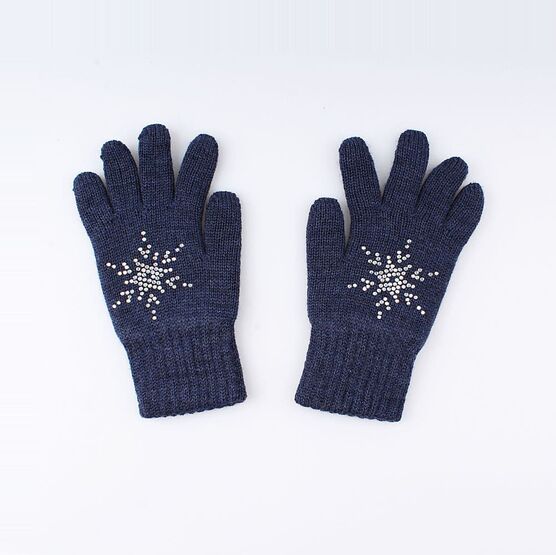 07022109-15 Перчатки двухслойные темно-синие для девочки темно-синий фото №2