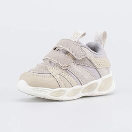 044007-71 Светящиеся кроссовки на липучках для девочки бежевый