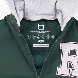 07757075-41 Куртка-бомбер утепленная для мальчика зеленый для мальчики зеленый фото №3