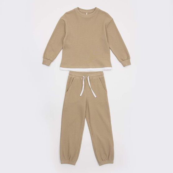 07764100-40 Костюм свитшот + брюки-джоггеры бежевый для мальчики бежевый
