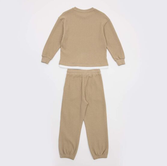 07764100-40 Костюм свитшот + брюки-джоггеры бежевый для мальчики бежевый фото №2