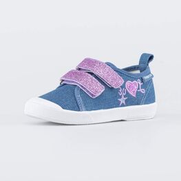 531273-11 Кеды на липучках Джинс синий для девочки синий