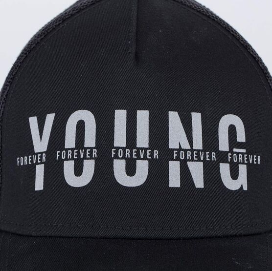 07711795-40 Кепка-бейсболка с сеткой Молодой навсегда для мальчики черный фото №3