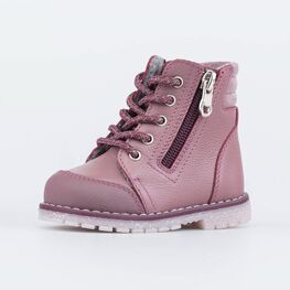 052150-33 Кожаные ботинки на молнии для девочки розовый