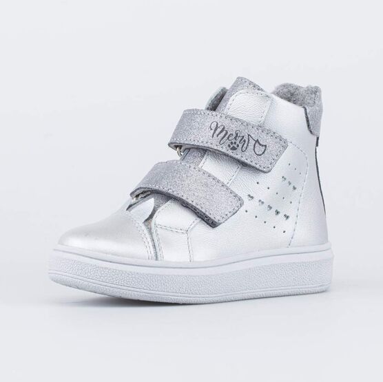 352371-31 Демисезонные ботинки для девочки на байковой подкладке для девочки серебрист.