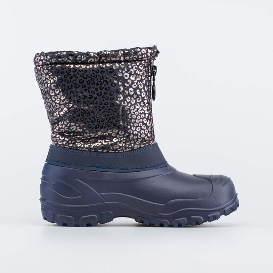 664118-42 Сноубутсы с защитой от снега Леопард для девочки синий фото №2