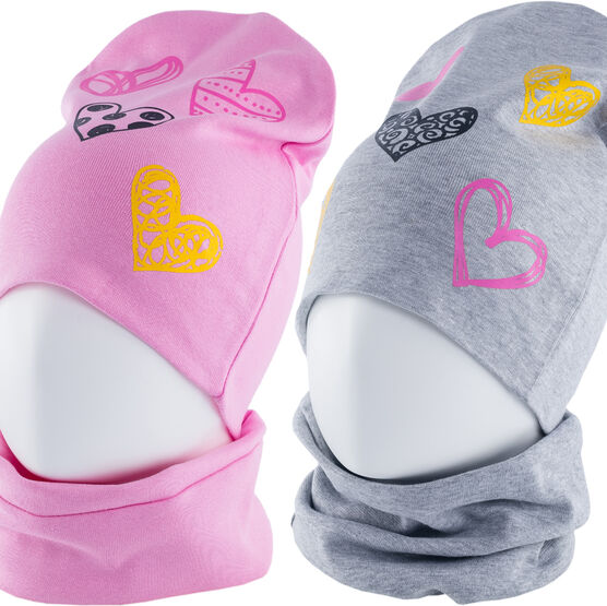 07811079-40 Шапка+снуд на весну, 95% хлопок, розовый для девочки розовый фото №3