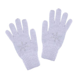 07822171-40 Перчатки для девочек однослойные серо-голубые для девочки сер-гол