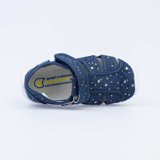 421061-11 Босоножки текстильные для девочки светло-синий фото №4