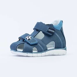 122162-21 Сандалии из натурального нубука для мальчика для мальчики син-гол