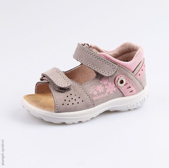 122151-22 Босоножки для девочки из натурального нубука для девочки сер-роз