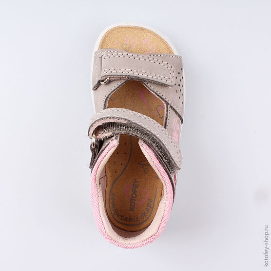122151-22 Босоножки для девочки из натурального нубука для девочки сер-роз фото №4