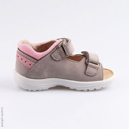 122151-22 Босоножки для девочки из натурального нубука для девочки сер-роз фото №2