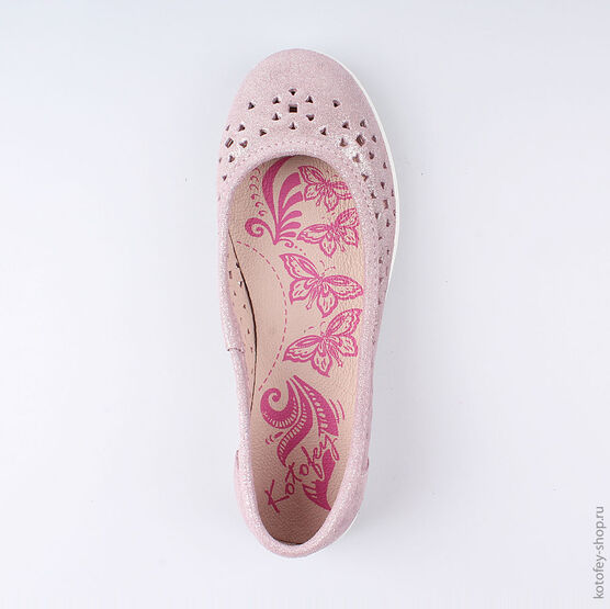 632172-27 Кожаные туфли-балетки для девочки для девочки розовый фото №4