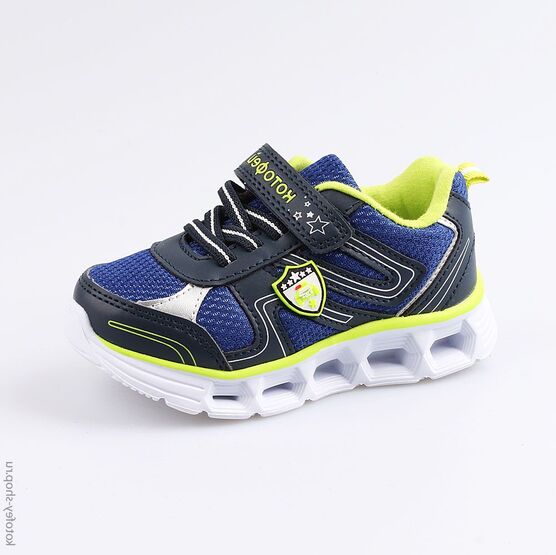 144084-75 Кроссовки с LED-подсветкой на подошве для мальчики син-сал
