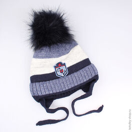 07711083-00 Шапка зимняяя, 30% шерсти, сине-голубая для мальчики син-гол