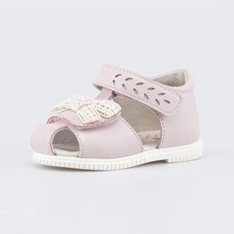 022169-22 Кожаные сандалии с бантиком Первые шаги для девочки розовый