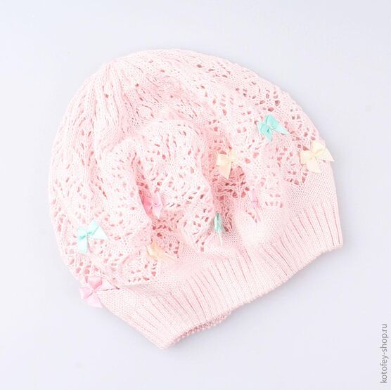 07811090-40 Шапка летняя, 50% хлопок, розовая для девочки разноцветный