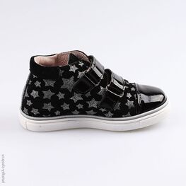 352208-22 Кожаные ботинки для девочки Звездная ночь для девочки черный фото №2