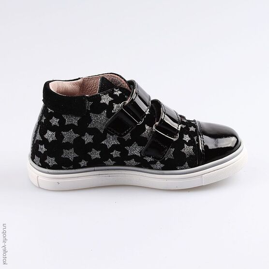 352208-22 Кожаные ботинки для девочки Звездная ночь для девочки черный фото №2