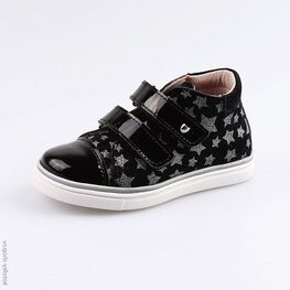 352208-22 Кожаные ботинки для девочки Звездная ночь для девочки черный