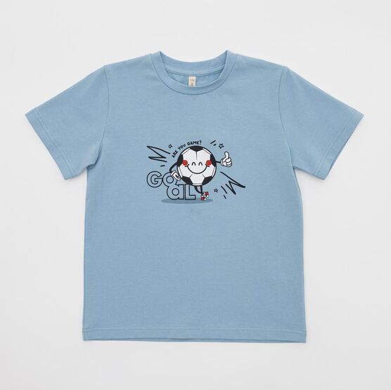 07702074-30 Голубая футболка с принтом для мальчика для мальчики голубой