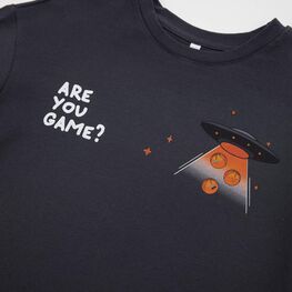 07702077-40 Серая футболка с принтом для мальчика для мальчики темно-серый фото №3