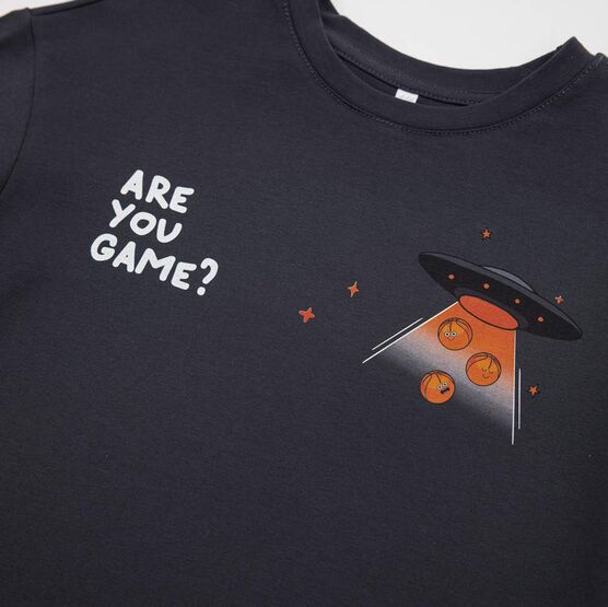 07702077-40 Серая футболка с принтом для мальчика для мальчики темно-серый фото №3