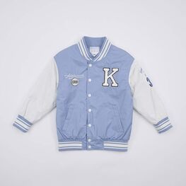 07857053-40 Куртка-бомбер оверсайз для девочки бежевый + голубой