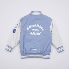 07857053-40 Куртка-бомбер оверсайз для девочки бежевый + голубой фото №2