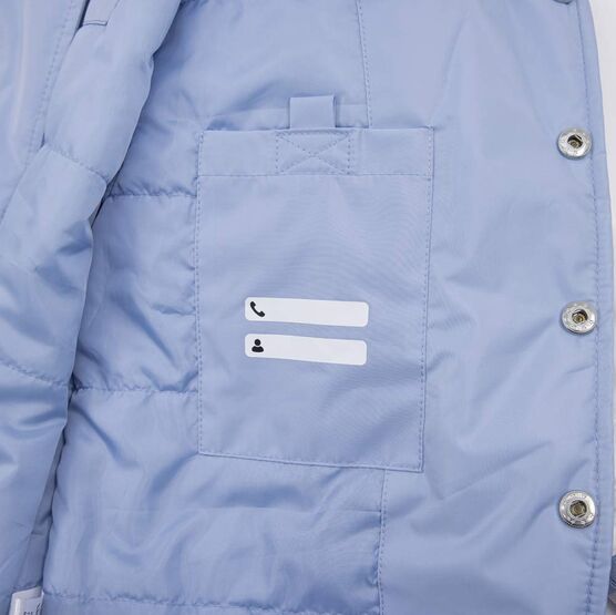 07857053-40 Куртка-бомбер оверсайз для девочки бежевый + голубой фото №5