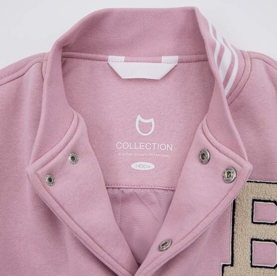 07857057-40 Трикотажный бомбер розовый для девочки розовый фото №3