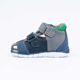 122159-21 Сандалии из натурального нубука для мальчика для мальчики син-сер-сал фото №2