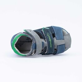 122159-21 Сандалии из натурального нубука для мальчика для мальчики син-сер-сал фото №4